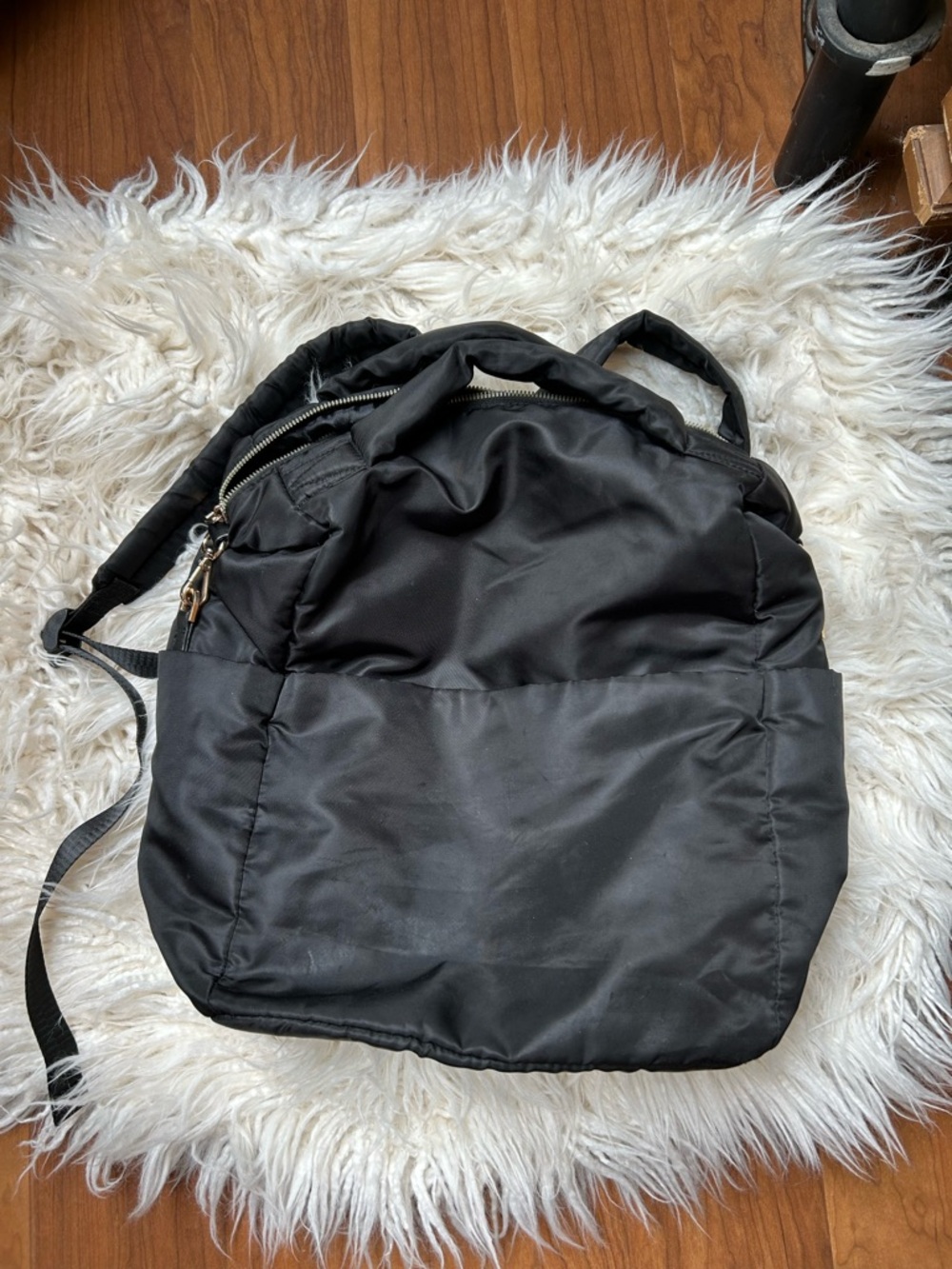Black Backpack with Gold Zipper